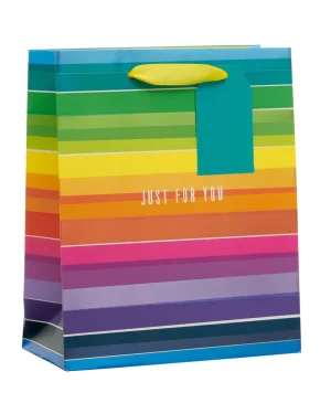 GIFT BAG MEDIUM-RAINBOW STRIPE (2069)