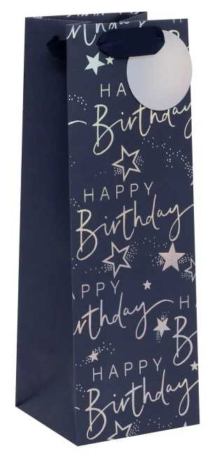 BAG XL BOTTLE HAPPY BIRTHDAY SCRIPT BLUE