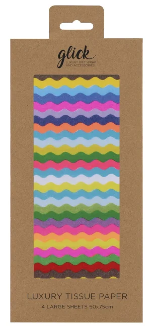 TISSUE PS COLOUR HUB RIC RAC 4 SHEETS