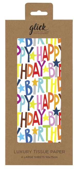 TISSUE PS HAPPY BIRTHDAY MULTI 4 SHEETS