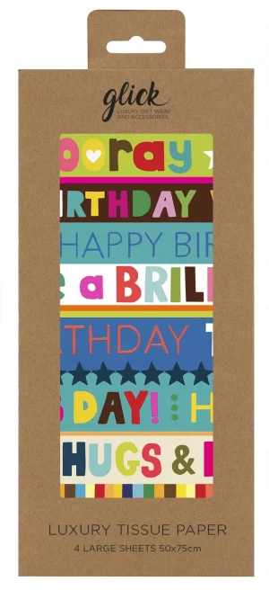 TISSUE PS BIRTHDAY STRIPE BLUE 4 SHEETS