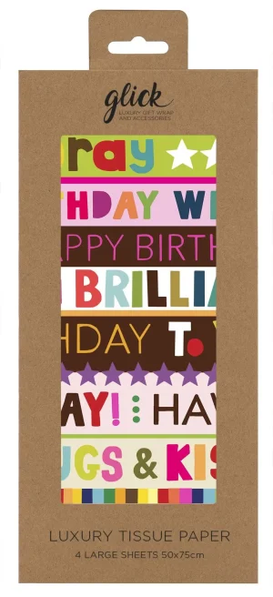 TISSUE PS BIRTHDAY STRIPE PINK 4 SHEETS